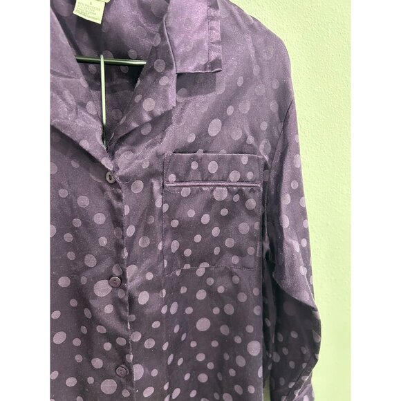 Vintage Kathryn Polka Dot Button Front Pajama Set Purple Sz Small Sleepwear - Picture 4 of 12